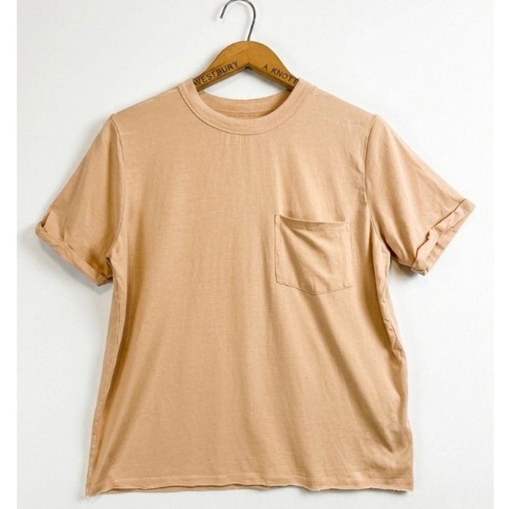 Jackson Rowe Tan Lyocell Blend Pocket T-Shirt Medium Short Sleeve Crew Neck Tee